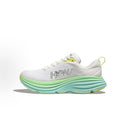HOKA ONE ONE Bondi 8 Women's Low-Top Running Shoes, Round-Toe, Lace-Up, Slip-Resistant and Durable, White/Blue, Wide Fit